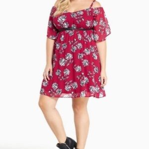 Torrid fuchsia cold shoulder dress size 1X